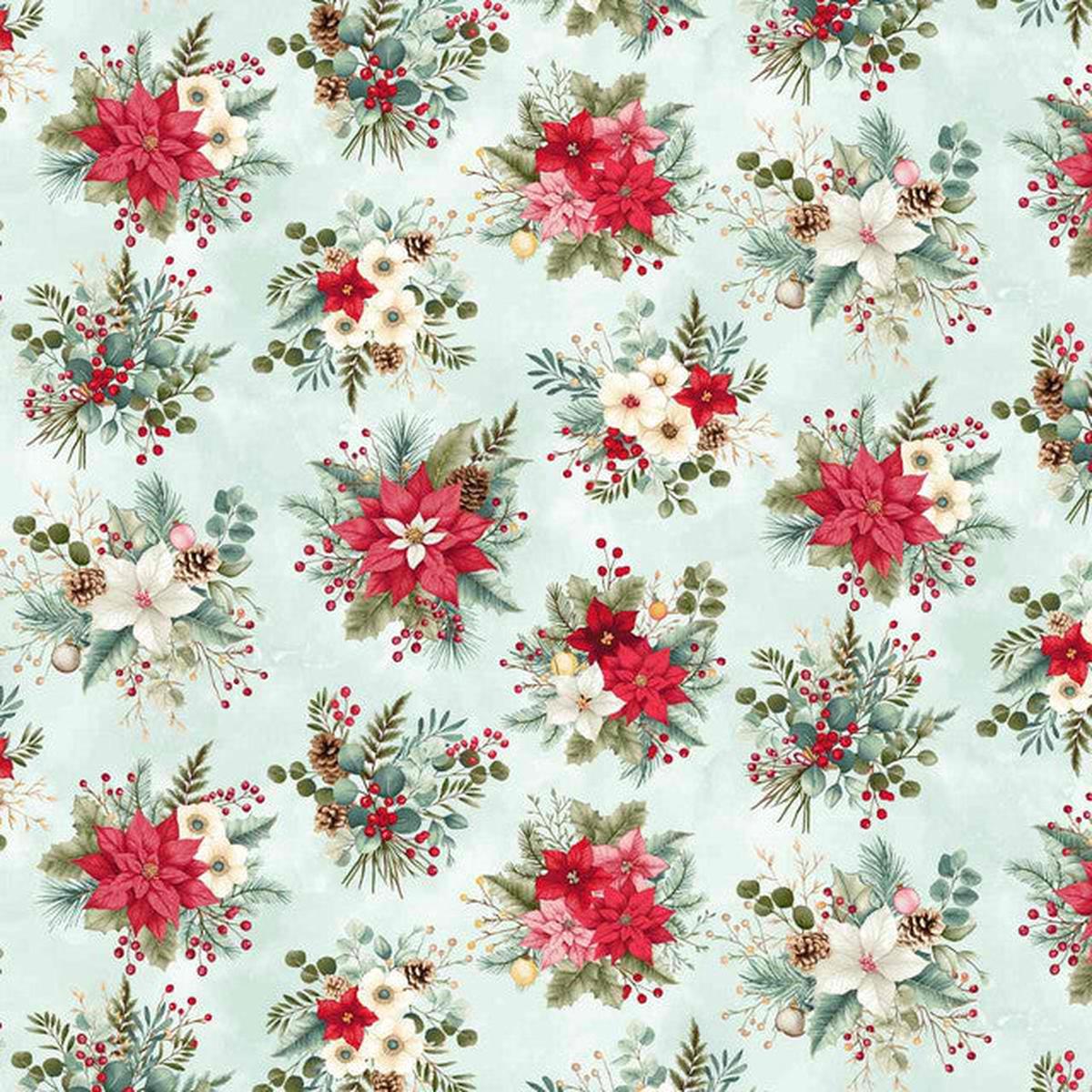 Sweet Christmas Memories Collection Holiday Flower Toss Cotton Fabric 3625
