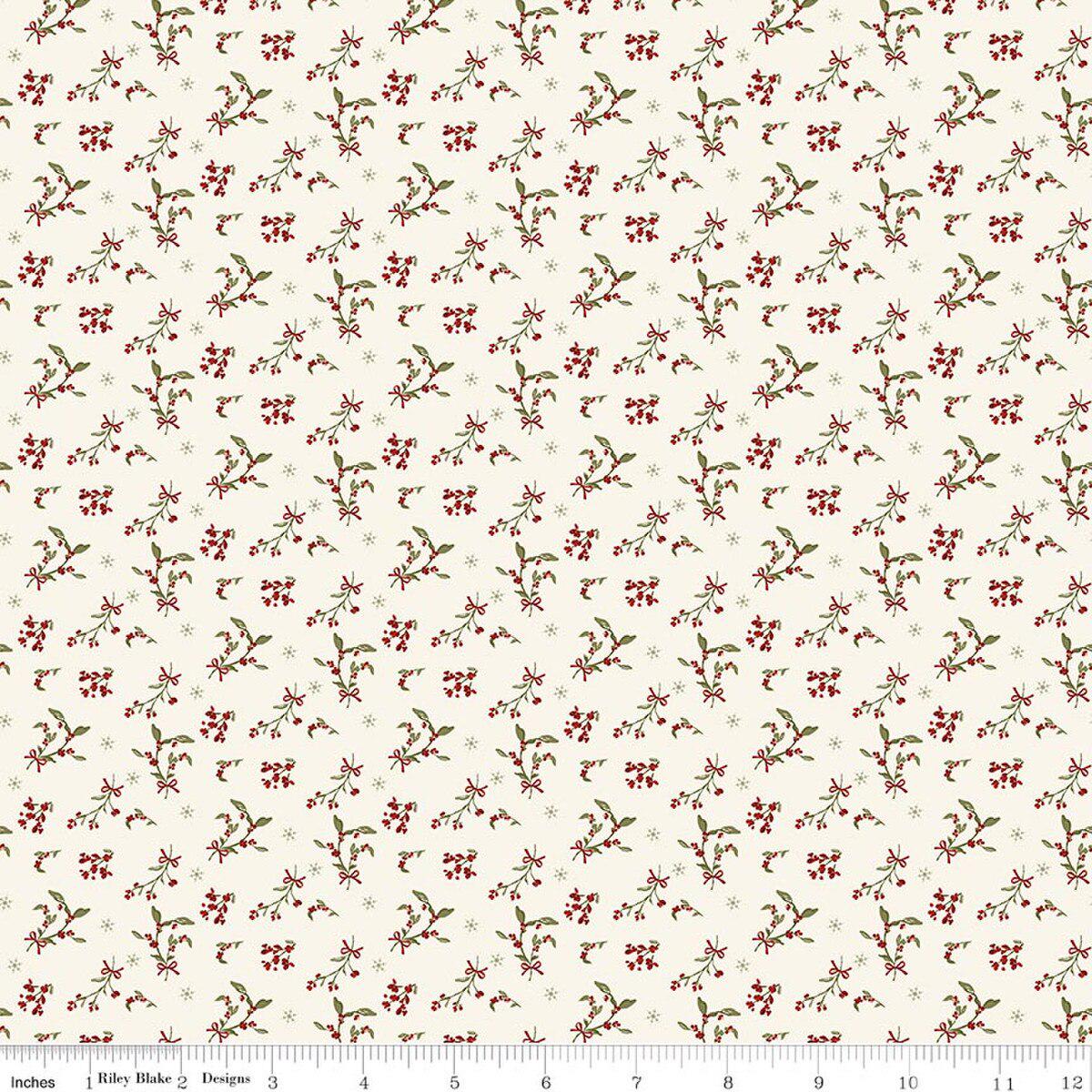 Christmas Greeting Collection Berries Cotton Fabric C17662