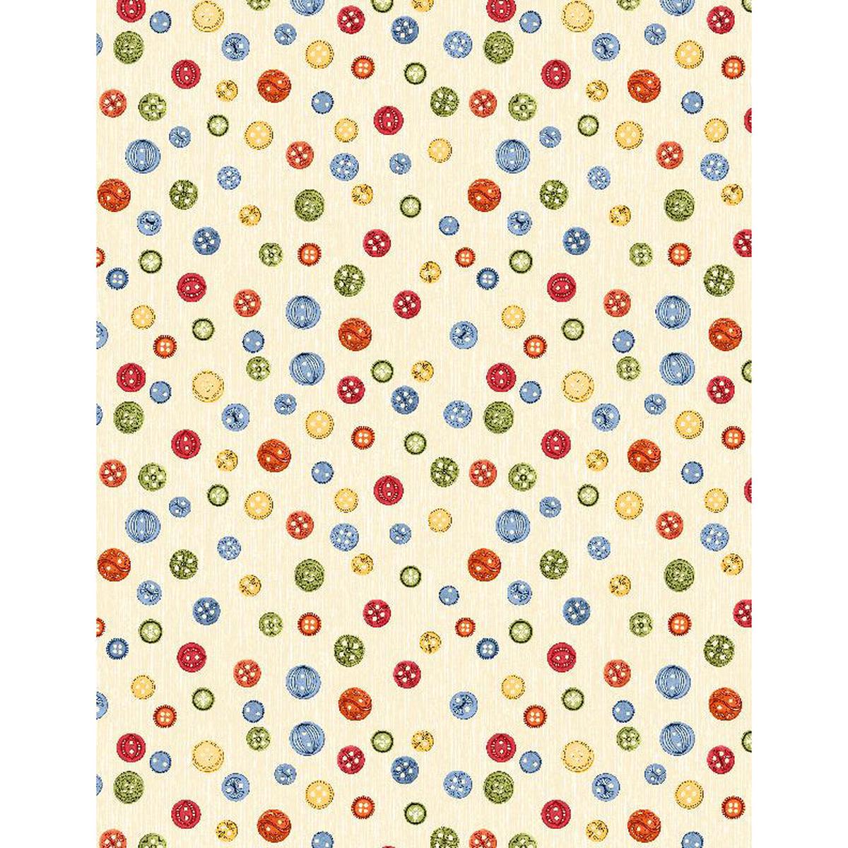 Common Threads Collection Buttons All Over Cotton Fabric 21756