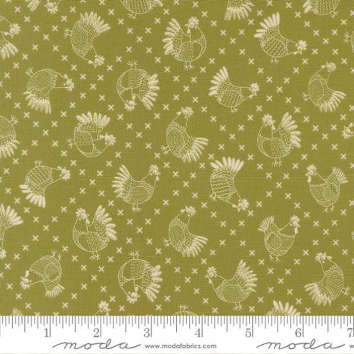 The Henhouse Collection Cross Stitch Chickens Cotton Fabric 48434