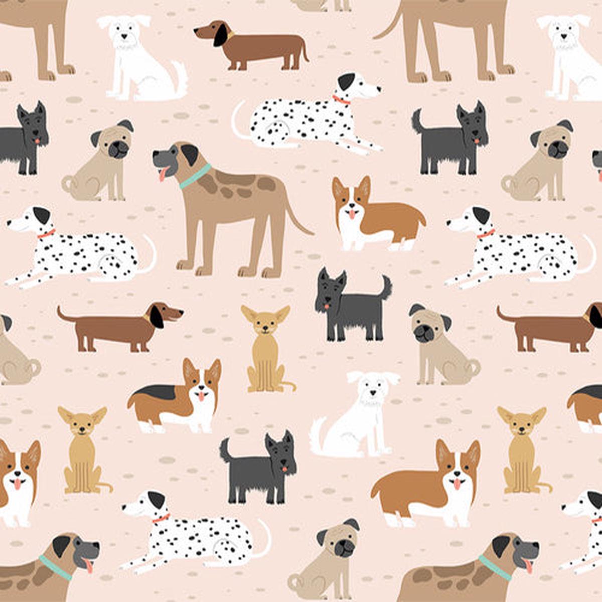 Dogs Cotton Flannel Fabric N-1023-44