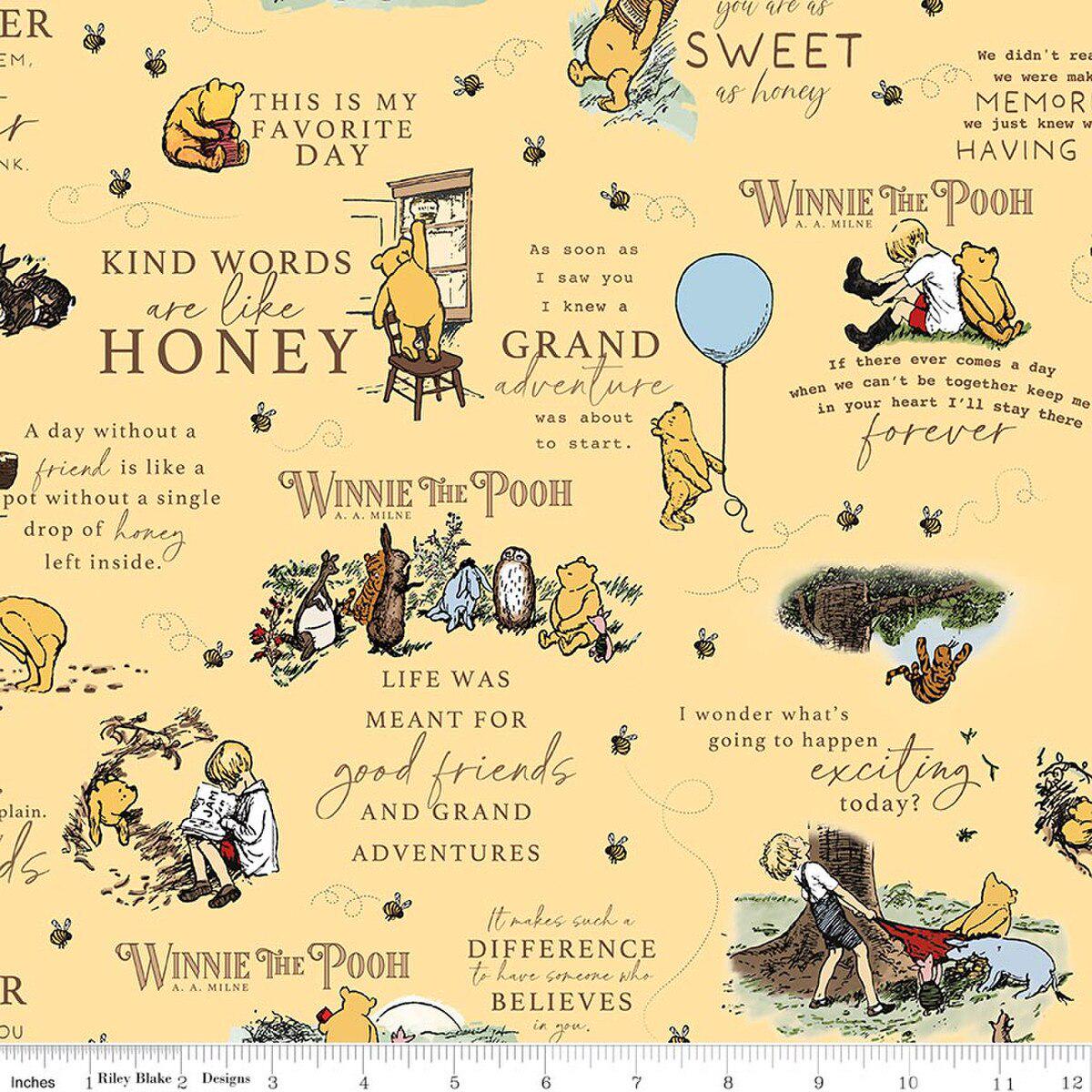 Winnie the Pooh Collection Quotes Cotton Flannel Fabric F17502