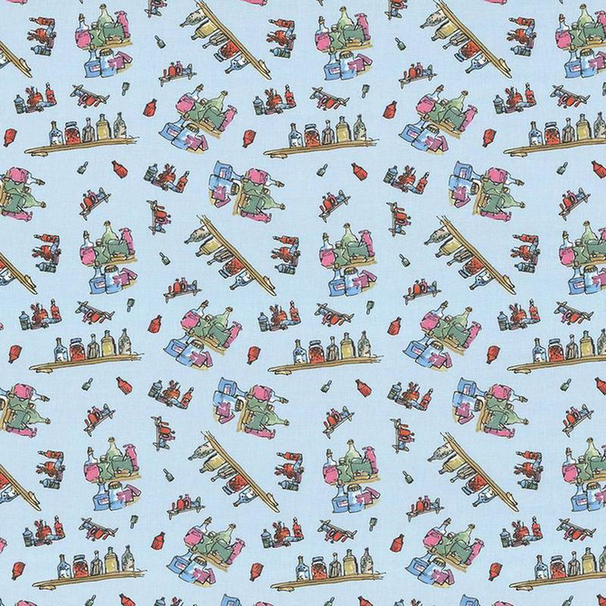 Diddly Bottles Marvelous Blue by Kasmir Fabric